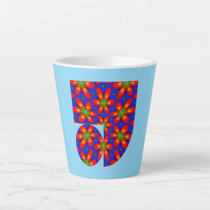 Caneca De Café Latte Padrão Floral Vermelho Cinto