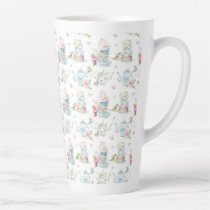 Caneca De Café Latte Padrão Floral Vintage Chá Festa Vitoriana Aquarela