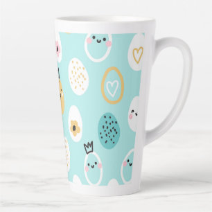 Caneca De Café Latte Padrão Fofo do Coelho da Páscoa Ovos Kawaii