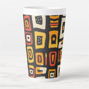 Caneca De Café Latte Padrão Geométrico Abstrato Africano