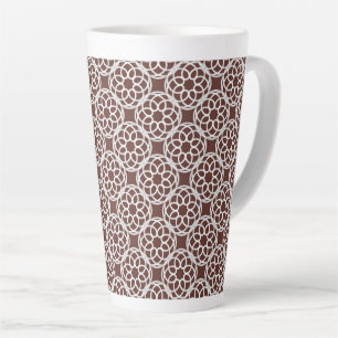 Caneca De Café Latte Padrão Geométrico Branco Marrom Sem Costura