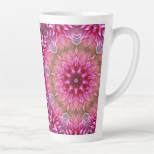 Caneca De Café Latte Padrão Geométrico de Flor Cor-de-Rosa Mandala - 67
