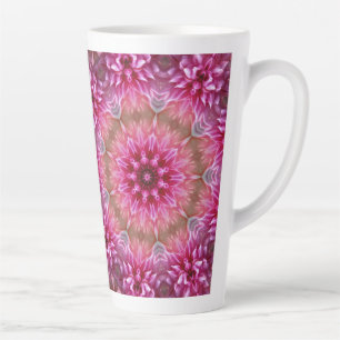 Caneca De Café Latte Padrão Geométrico de Flor Cor-de-Rosa Mandala - 67