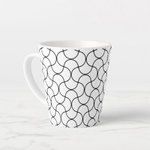 Caneca De Café Latte Padrão Geométrico de Malha Preto Branco Sem Costur