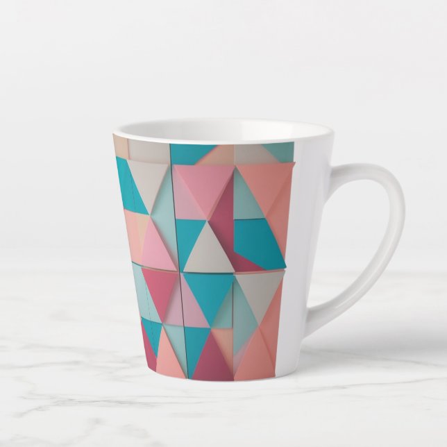 Caneca De Café Latte Padrão Geométrico do Pastel - Lata Pequena (12 oz) (Direita)