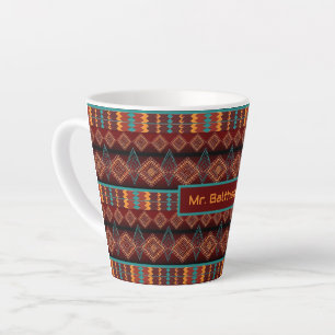 Caneca De Café Latte Padrão geométrico do sudoeste