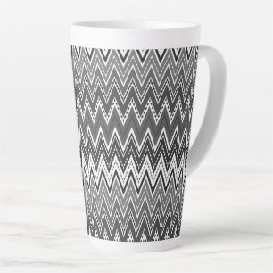 Caneca De Café Latte Padrão geométrico em preto e branco