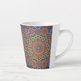 Caneca De Café Latte Padrão Geométrico Marroquino