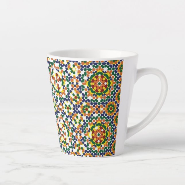 Caneca De Café Latte Padrão Geométrico Marroquino (Direita)