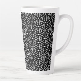 Caneca De Café Latte Padrão Geométrico Preto Branco e Prata