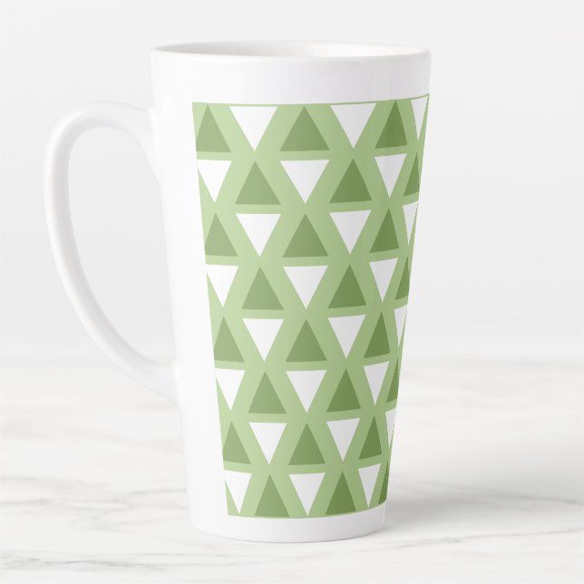 Caneca De Café Latte Padrão geométrico verde pastel simples (Esquerda)