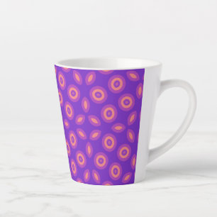 Caneca De Café Latte Padrão Geométrico Vibrante em Tom Roxo e Coral