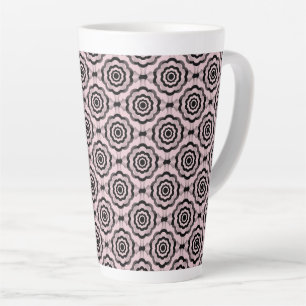 Caneca De Café Latte Padrão Invisível da Flor Preta Cor-de-Rosa