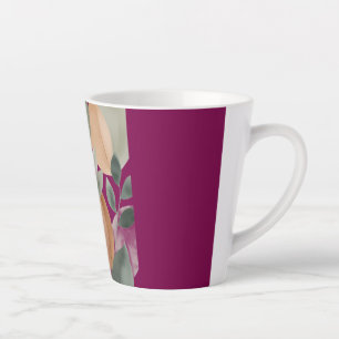 Caneca De Café Latte Padrão Mínimo de Folhas Botânicas