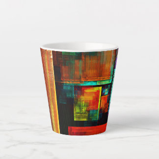 Caneca De Café Latte Padrão Moderno de Abstrato de Arte Quadrados Color