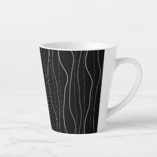 Caneca De Café Latte Padrão Moderno de Linhas Onduladas Prateadas