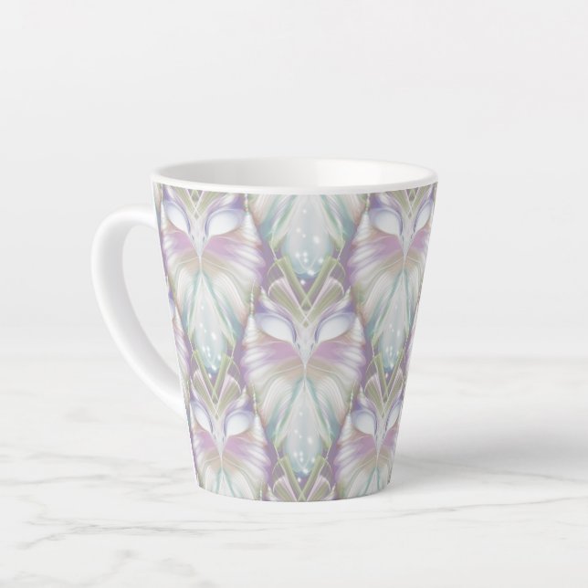 Caneca De Café Latte Padrão Pastel Purple Oracle Owl (Ângulo esquerdo)
