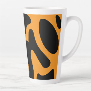 Caneca De Café Latte Padrão Preto e Laranja Moderno e Irregular