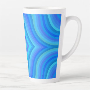 Caneca De Café Latte Padrão retroativo azul