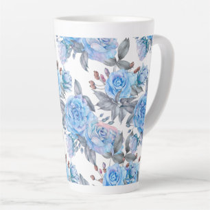 Caneca De Café Latte Padrão rosa azul de Pastel
