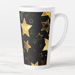 Caneca De Café Latte Padrão sem costura com estrelas de Ouro