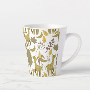 Caneca De Café Latte Padrão sem costura Fundo amarelo girafa