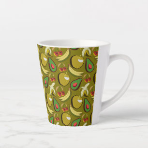 Caneca De Café Latte Padrão sem descontinuidades da fruta tropical amar