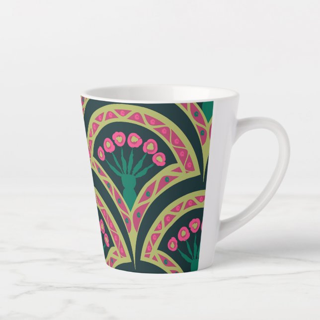 Caneca De Café Latte padrão verde em forma de concha (Direita)