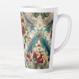 Caneca De Café Latte Padrão Whimsical Italiano Floral Damask