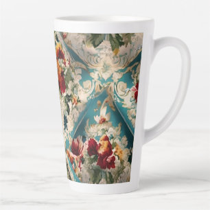 Caneca De Café Latte Padrão Whimsical Italiano Floral Damask