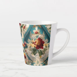 Caneca De Café Latte Padrão Whimsical Italiano Floral Damask