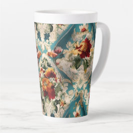 Caneca De Café Latte Padrão Whimsical Italiano Floral Damask
