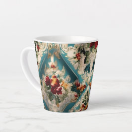 Caneca De Café Latte Padrão Whimsical Italiano Floral Damask