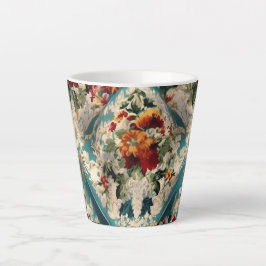 Caneca De Café Latte Padrão Whimsical Italiano Floral Damask