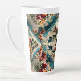Caneca De Café Latte Padrão Whimsical Italiano Floral Damask