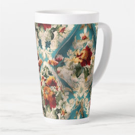 Caneca De Café Latte Padrão Whimsical Italiano Floral Damask