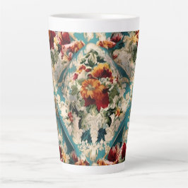 Caneca De Café Latte Padrão Whimsical Italiano Floral Damask