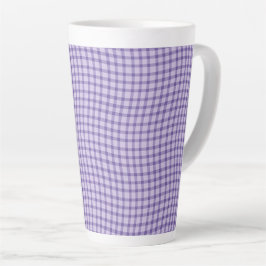 Caneca De Café Latte Padrão Xadrez Plaid Roxo Sem Costura