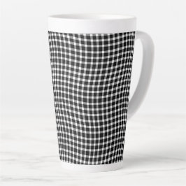 Caneca De Café Latte Padrão Xadrez Preto e Branco Sem Costura