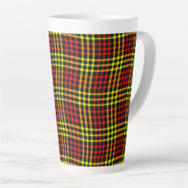 Caneca De Café Latte Padrão Xadrez Quadriculado Vermelho Amarelo Sem Co