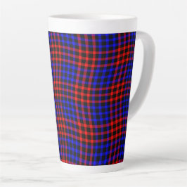 Caneca De Café Latte Padrão Xadrez Quadriculado Vermelho Azul Sem Costu