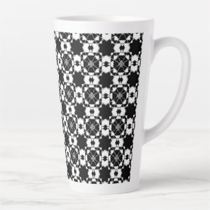 Caneca De Café Latte Padrão xadrez retrô minimalista – Design monocromá