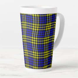 Caneca De Café Latte Padrão Xadrez Seamless Azul Amarelo