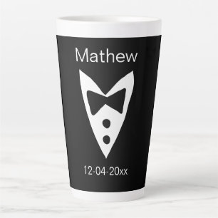 Caneca De Café Latte padrinho de casamento adiciona nome ano arco preto
