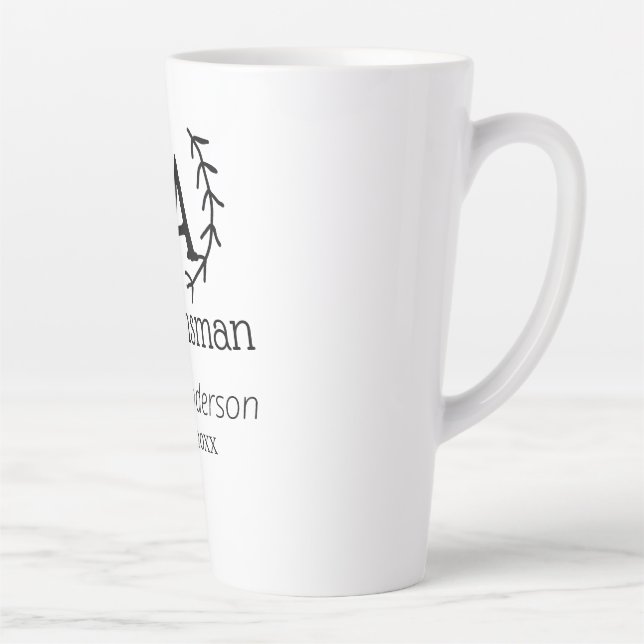 Caneca De Café Latte padrinho despedida de solteiro adicionar nome mode (Direita)