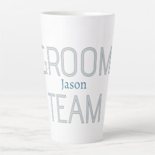 Caneca De Café Latte padrinho noivo equipe cinza azul branco solteirão
