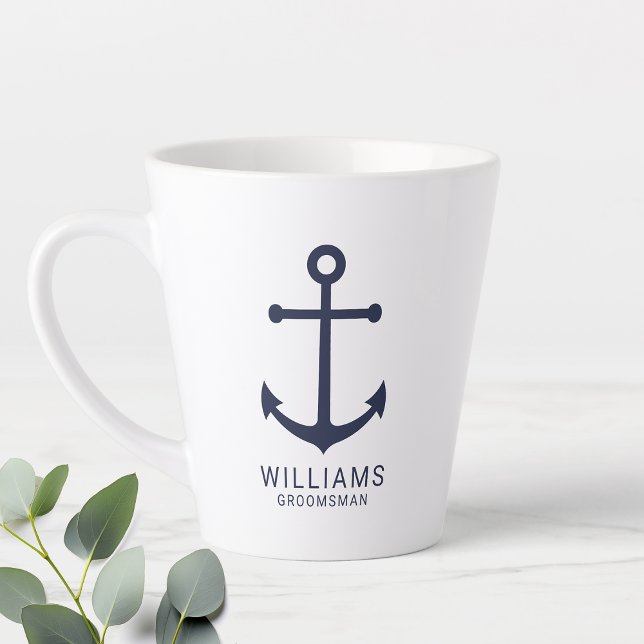 Caneca De Café Latte Padrinhos de casamento personalizados C de Âncora  (Criador carregado)