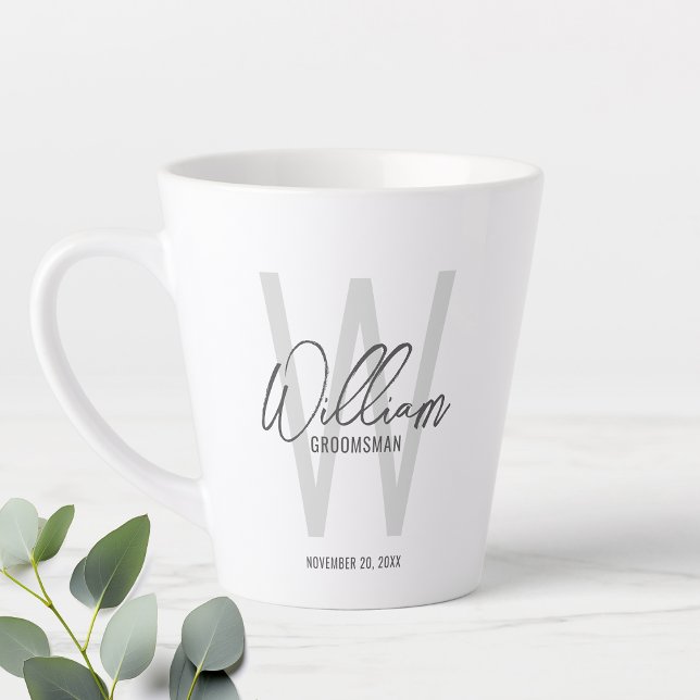 Caneca De Café Latte Padrinhos de casamento Personalizados de Script Mo (Criador carregado)