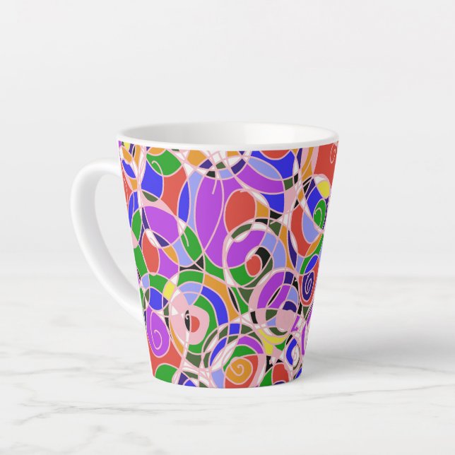 Caneca De Café Latte Padrões Abstratos (Ângulo esquerdo)