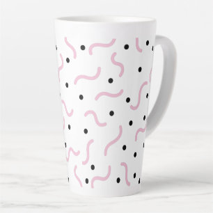 Caneca De Café Latte Padrões cor-de-rosa e pontos pretos Padrões Memphi